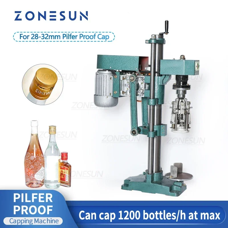 ZONESUN ZS-XG60 Semi-Automatic Aluminum Pilfer Proof Cap Capping Machine Screw Glass Liquor Wine Bottle Sealing Lidder Equipment