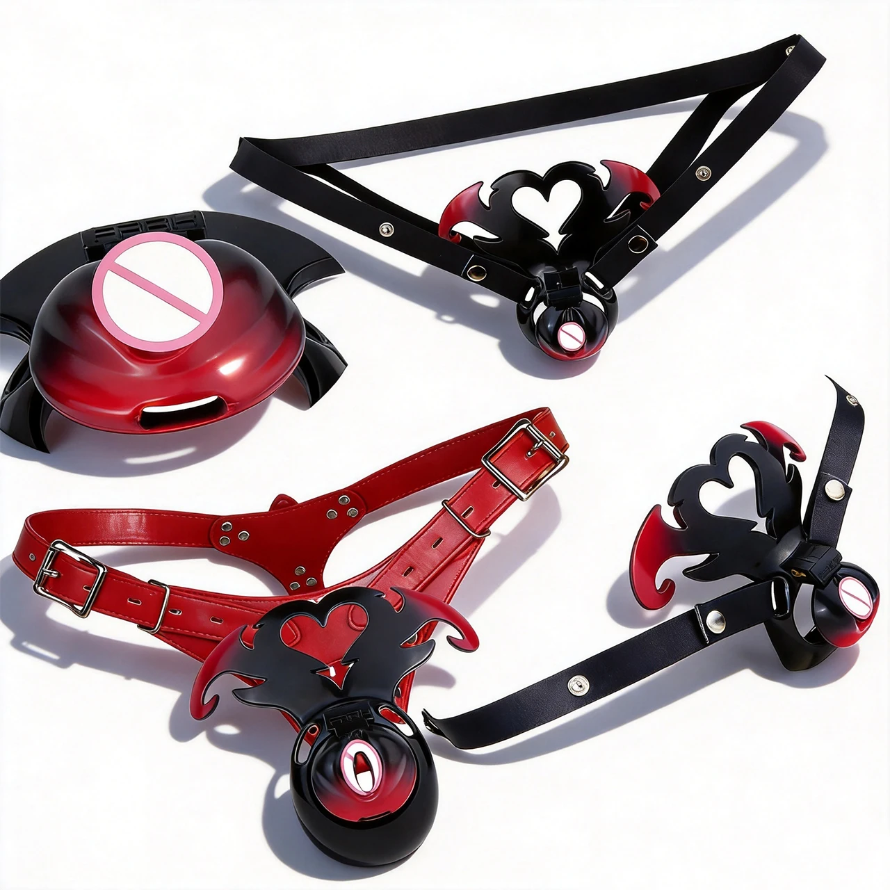 FRRK ABS Simulated Labia Chastity Cage Cross-dresser Wearable Abstinence Gear Loyalty Belt BDSM Adult Intimate Restraint Toy