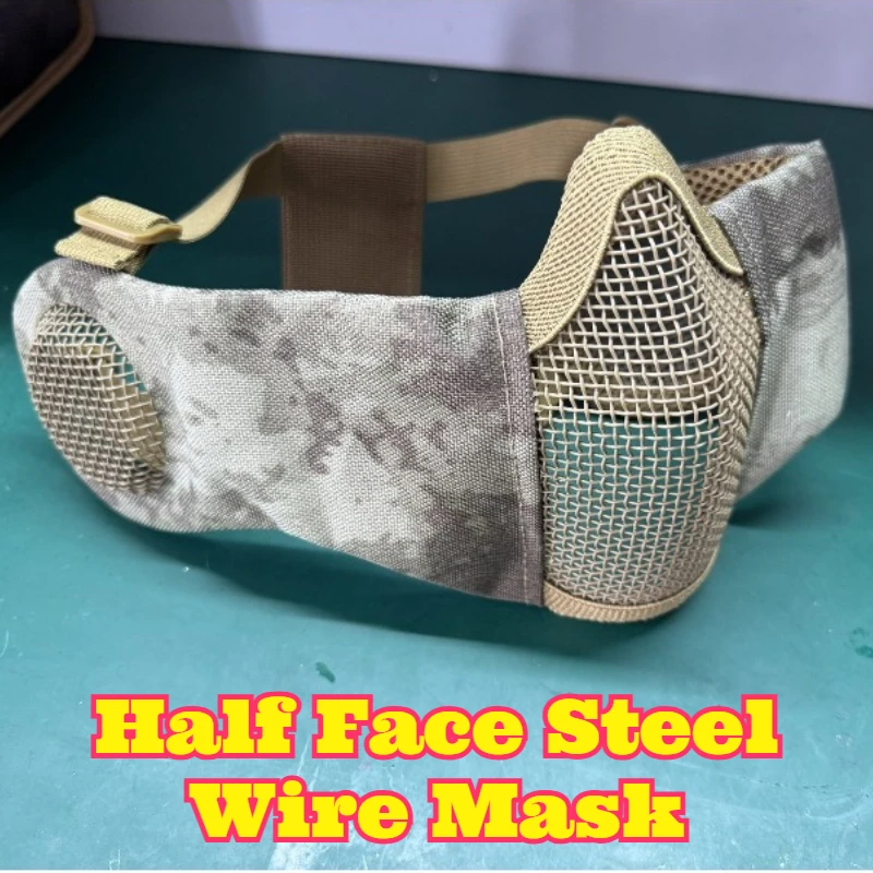 Steel Wire Mesh Mask Half Face Protective Cover Outdoor Field Game CS Activity Tactical Camouflage Training Face Guard Gear