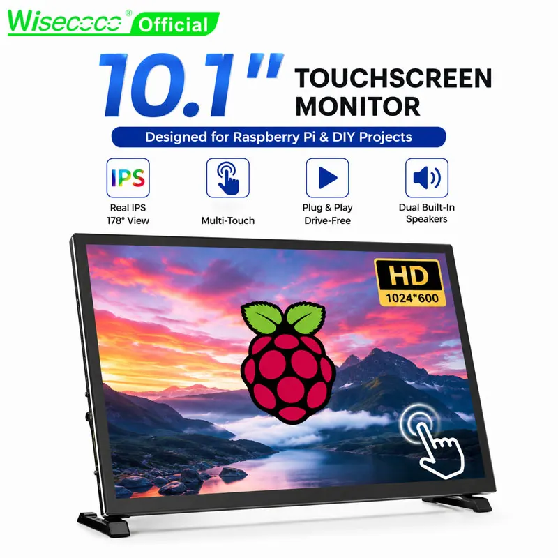 10.1'' Raspberry Pi Touch Display IPS Portable Monitor USB Plug and Play Secondary Screen for PC AIDA64 DIY Embedded Projects