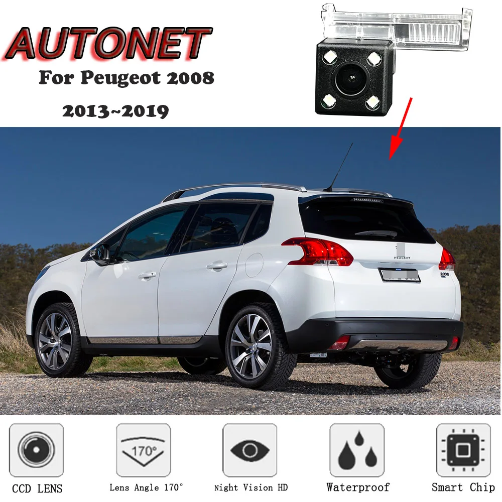 AUTONET HD Night Vision Backup Rear View Camera For Peugeot 2008 2013 2014 2015 2016 2017 2018 Original Hole/License Plate Camer