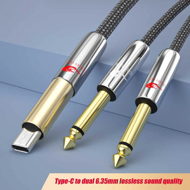 USB-C to Dual 6.5mm Audio Splitter Cable, Gold-Plated Anti-Interference Adapter for Phone/PC to Mixer, Amplifier, Speaker