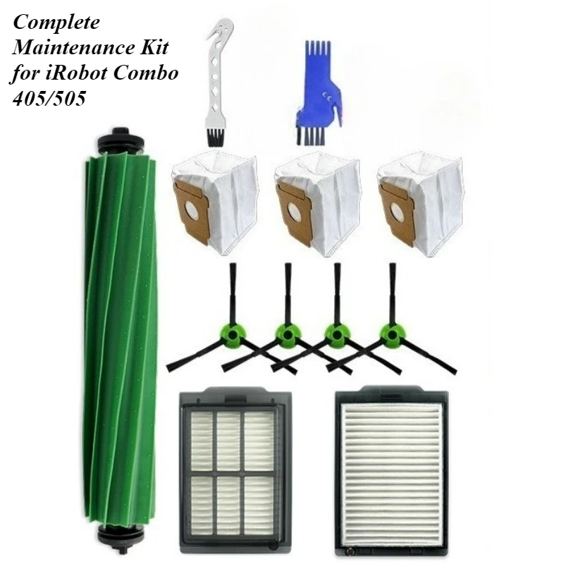 Complete Maintenance Kit for iRobot Combo 405/505 - Includes Roller Brush, Side Brushes, Mop Pads, HEPA Filters