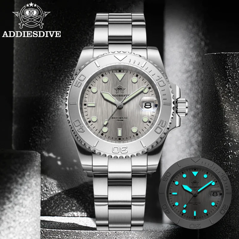 ADDIESDIVE AD2087 Men Watch Waterproof 20Bar Driver Sapphire Glass BGW9 Luminous NH35 Automatic Mechanical Watch