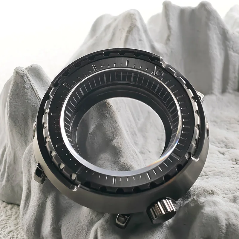 47mm Tuna Canned Watch Case Gun Grey Stainless Steel Sapphire Glass 20ATM Waterproof Fits NH35 NH36 Movement Diving Watch Case