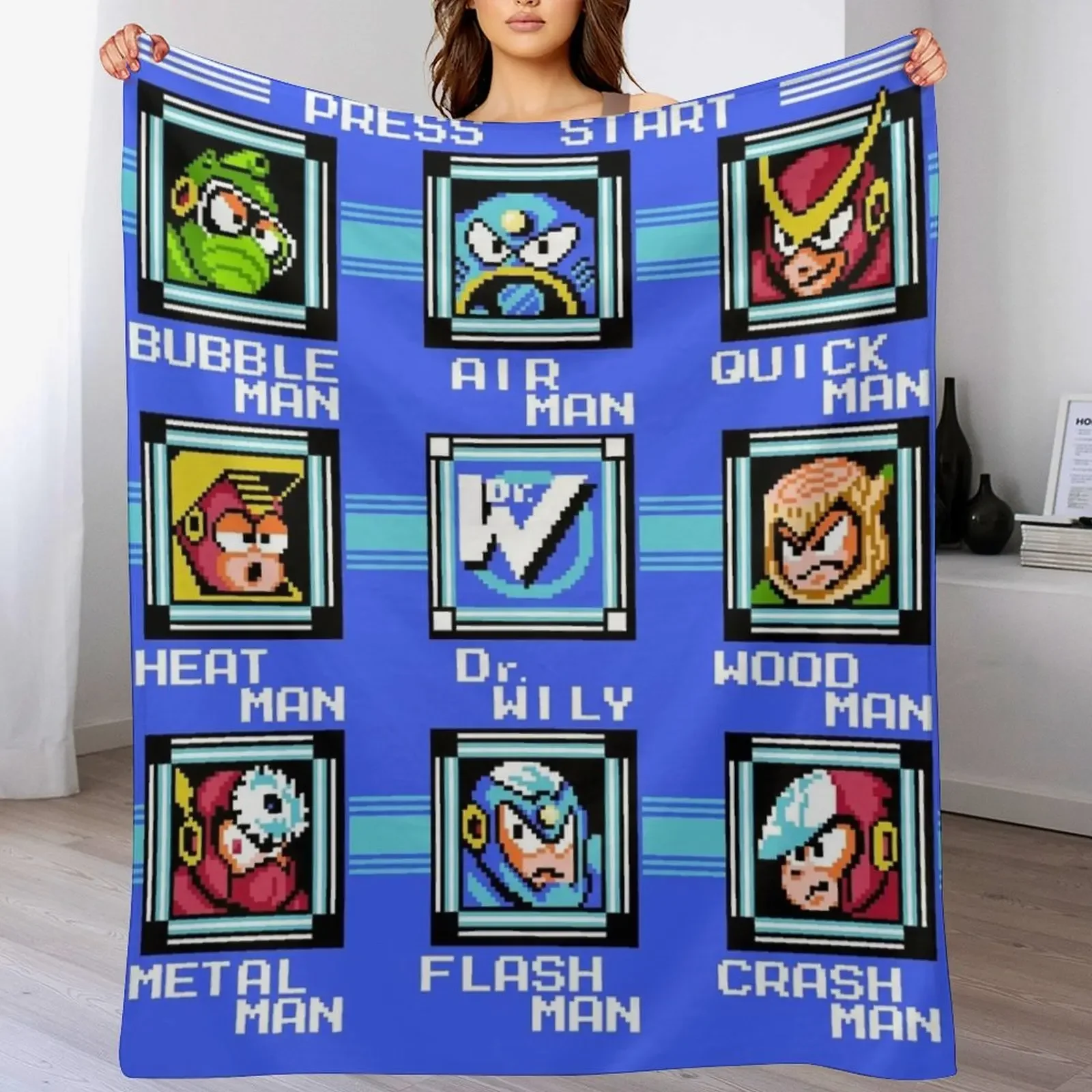 Mega Man 2 - Stage Select Throw Blanket Stylish Decor Blanket Gift for Friends Roommate