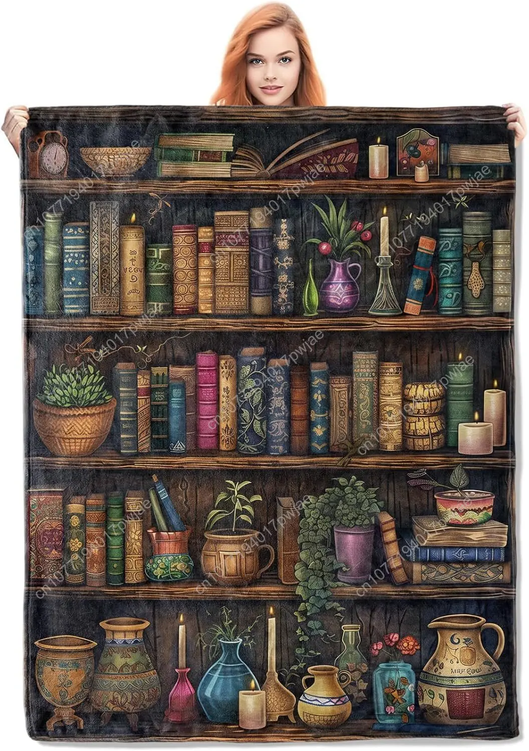 Vintage Bookshelf Blanket Reading Fleece Throw with Antique Books and Decor Soft Cozy Lightweight Blanket for Custom blankets