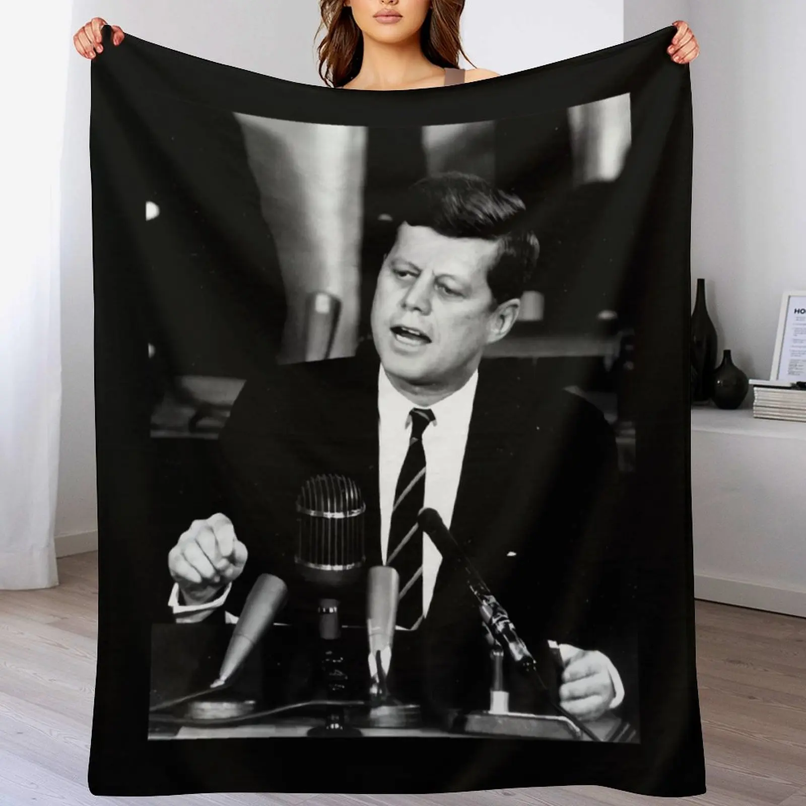 John F Kennedy USA President Throw Blanket Fluffy Cozy Throw Blanket for Home Decor