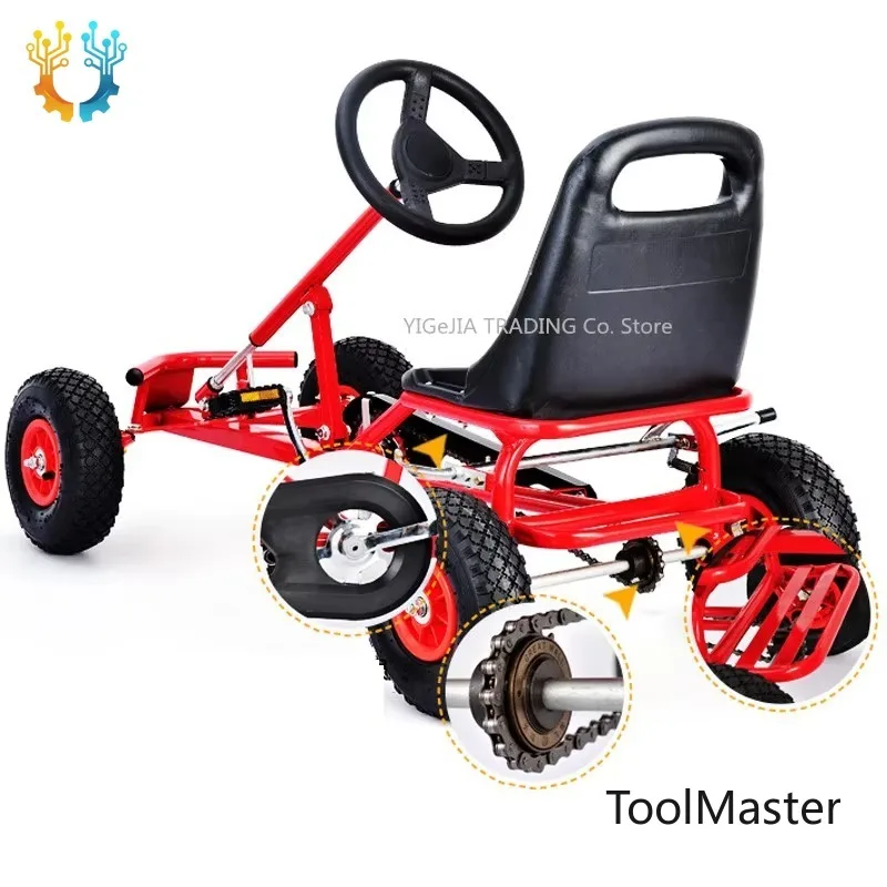 【2026】Children 12 Inch Air Wheel Rubber Tyre Pedal Go Karts, 4 Wheeled Kids Exercise Go Kart