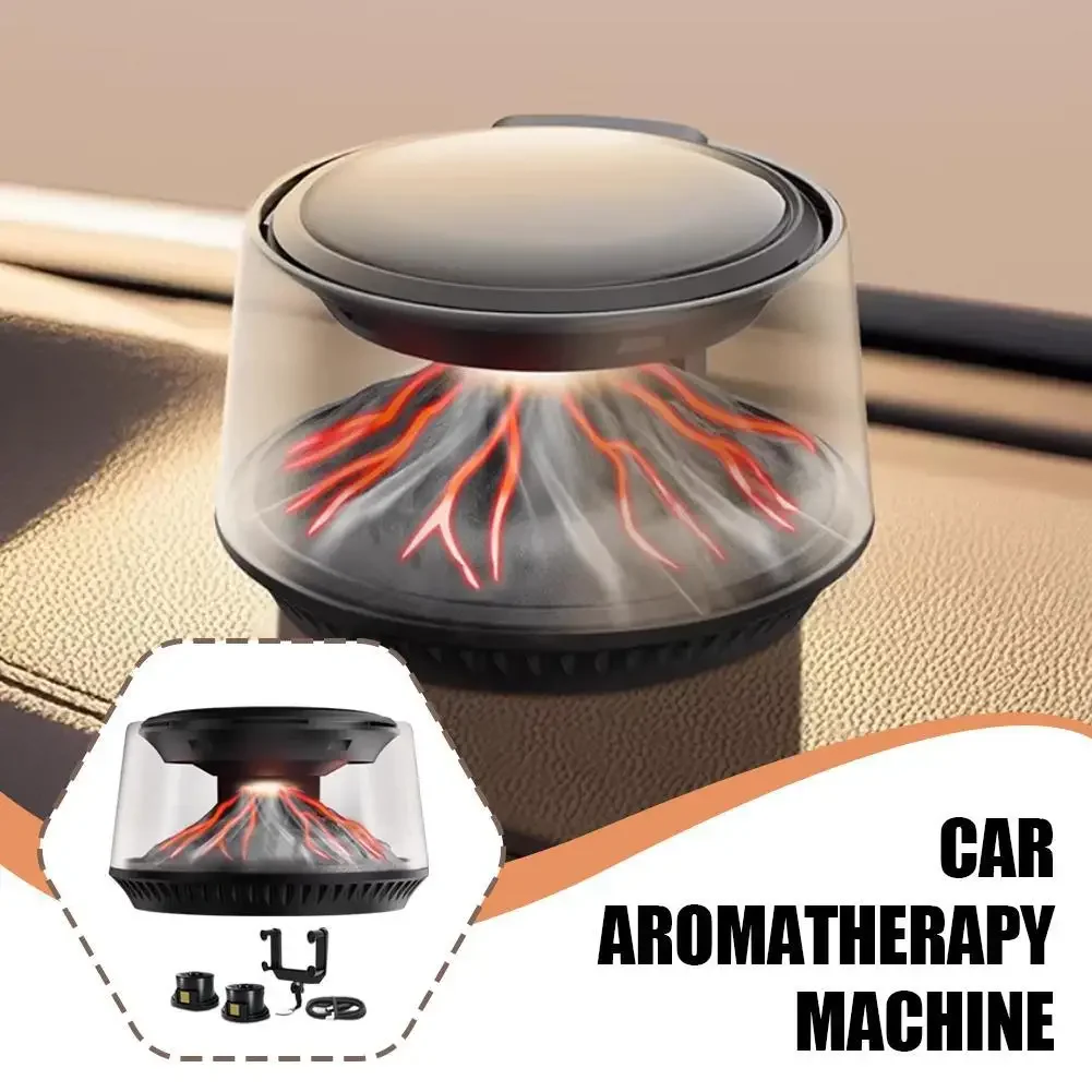 360° View Mirror Mount Volcanic Iceberg Car Diffuser - Air Purifying, Solar Powered, Forest & Floral Scents, Elegant Auto Decor