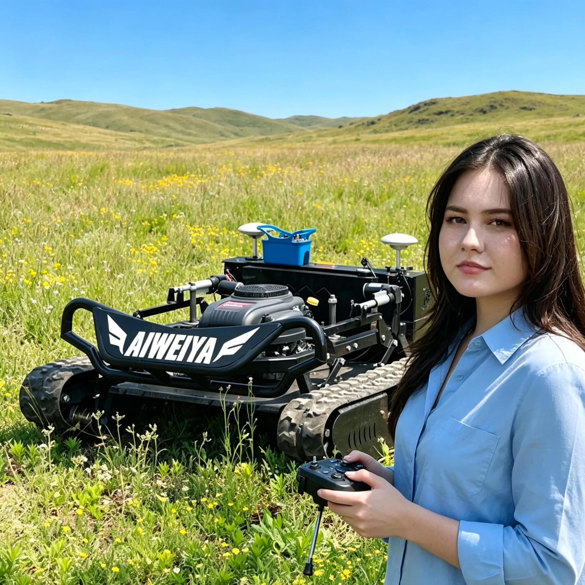 Customized for suburban garden Black Knight tracked self‑propelled lawn mower 900mm optional wireless remote control for conveni