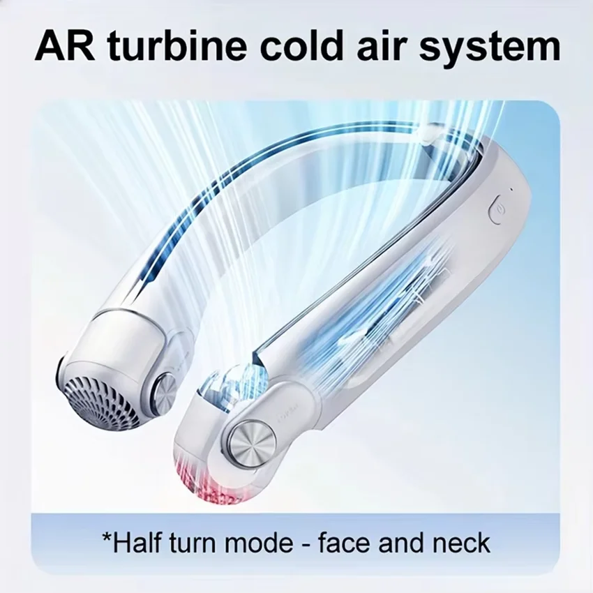 Portable Neck Hanging Fan With Usb Charging Adjustable Bladeless Turbofan Bladeless Student Dormitory Home Outdoor Cooling