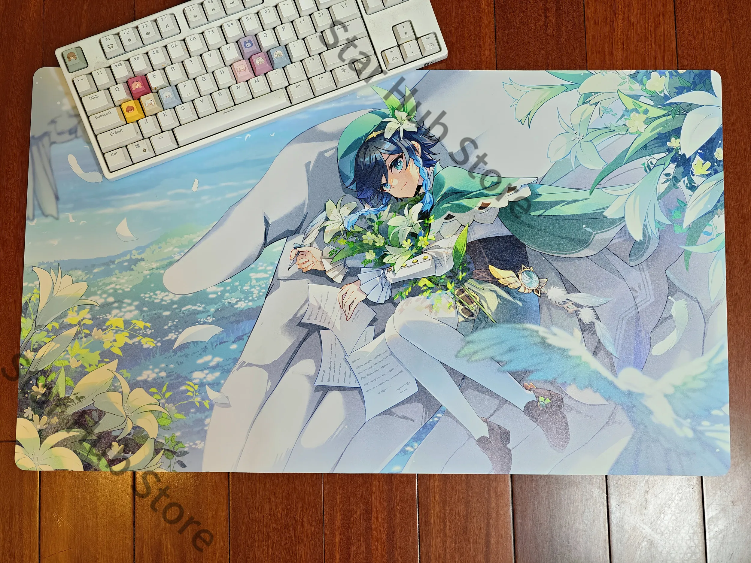 Genshin Impact Venti Barbatos Cosplay Anime Tinplate Badge Feather Clear Card Postcard Mouse Pad Acrylic Standee Game Gifts