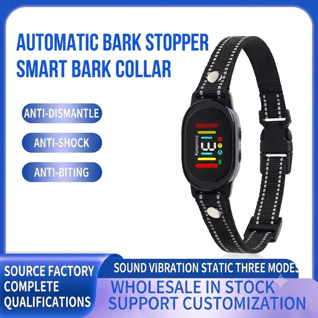 Smart Automatic Anti Barking Dog Collar Color Screen Waterproof Rechargeable Anti Barking for Outdoor Dog Training