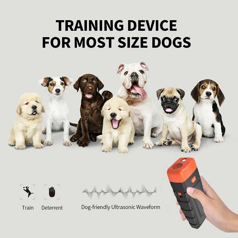 Pet Dog Trainer Ultrasonic Anti-bark Device with LED Flashing Light Wild Cats Dog Repeller Animal Deterrent