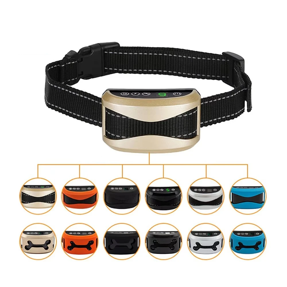STLFBark Collar for Smart Intelligent Electric Waterproof Rechargeable Vibrate Remote Control Shock Anti Bark Stopper Training P