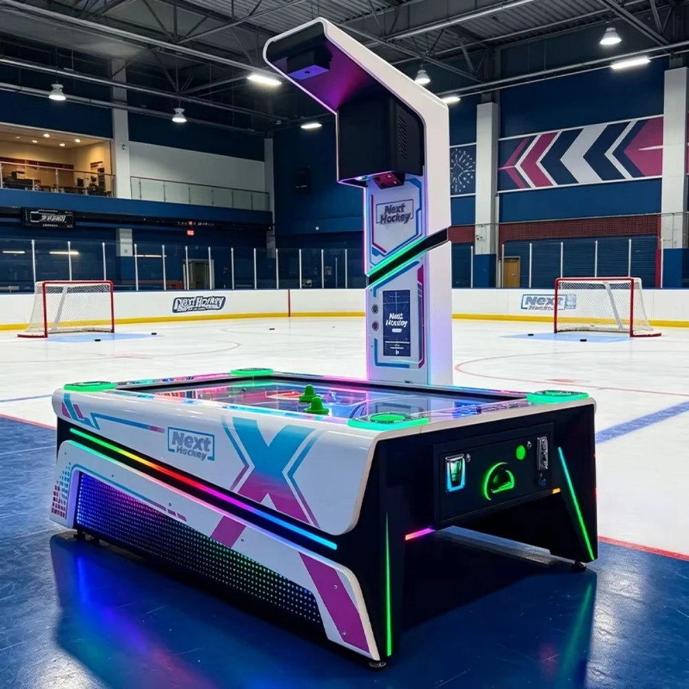 SOURE Interactive Air Hockey Table with LED Video Display Scoreboard Coin Op Sports Arcade Machine for Shopping Mall Game Zone
