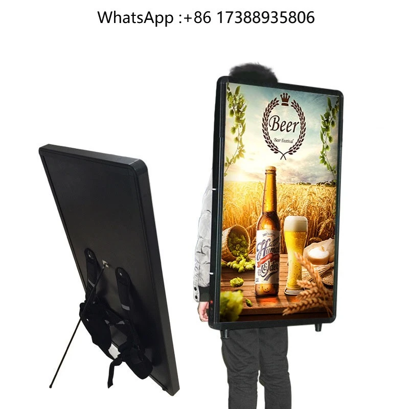 Outdoor Human Walking Backpack LED Billboard Mobile LCD Screen Digital Signage Video Display Advertising Players