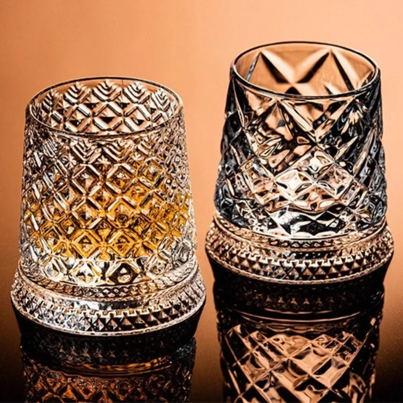 Crystal Rotating Whiskey Glass Luxury Stress Relief For Home Bar Party Centerpiece Gift For Couples Christmas Anniversary