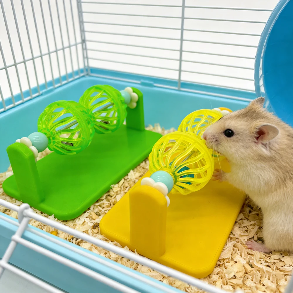 1PC Hamster Toy Rotating Bell Ball for Syrian Dwarf Hamster Boredom Relief Interactive Play Cage Enrichment Climbing Accessory