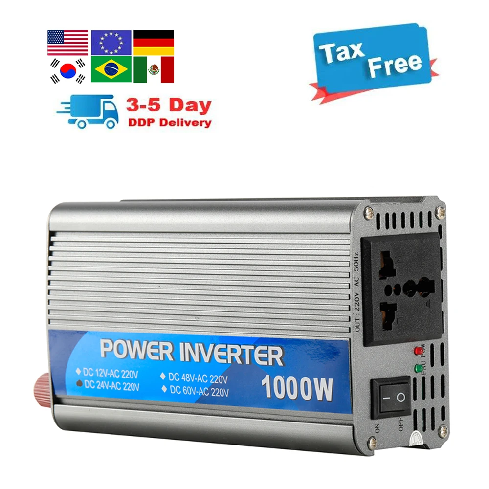 1000W Car Inverter 12V 220V Dc to Ac Voltage Transformer Converter Rv Vehicle Modified Sine Wave Power Inverter