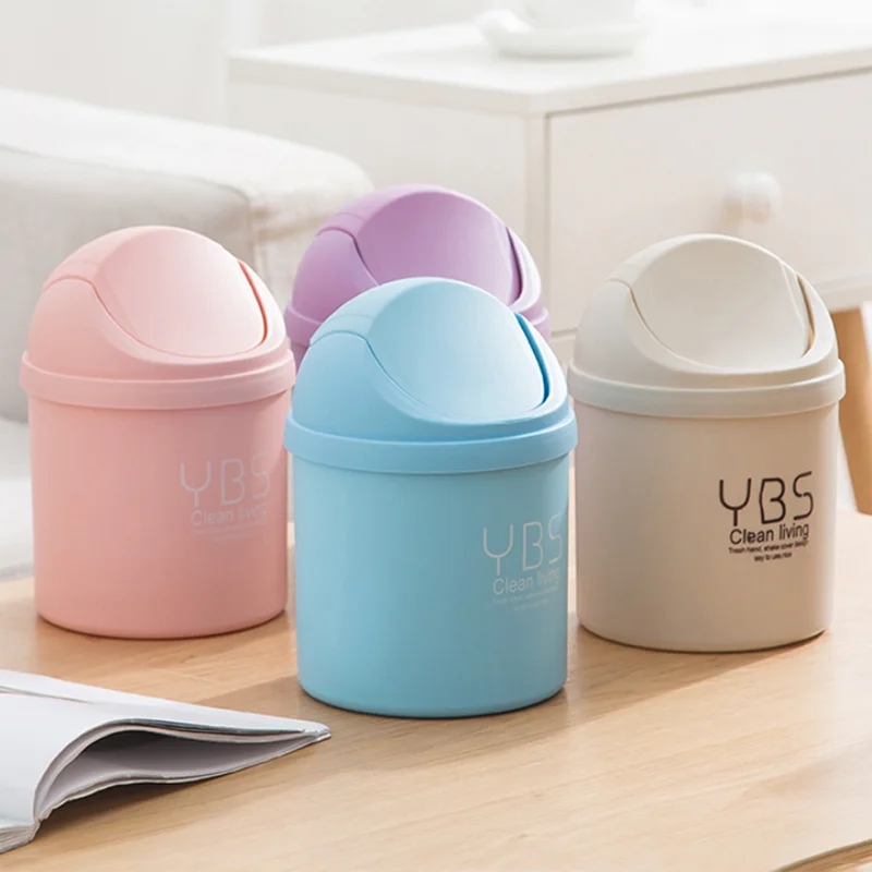 Car Universal Waste Bin with Lid Desktop Office Organizer Storage Home Garbage Basket Container Table Trash Bin Small Trash Can
