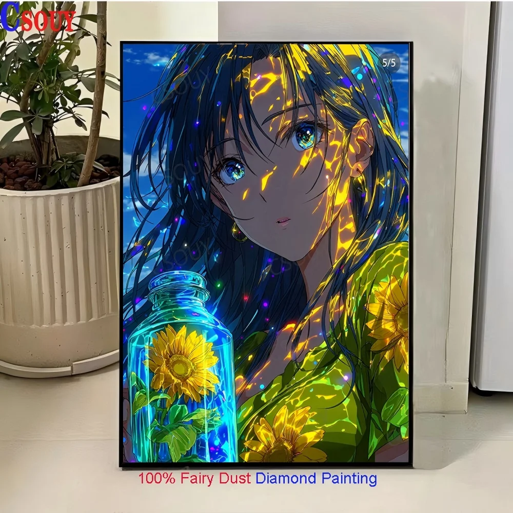 100% Fairy Dust Diy Diamond Painting Cross Stitch Beauty Flowers Diamond Embroidery Square Mosaic Home Decor Needlework Crystal