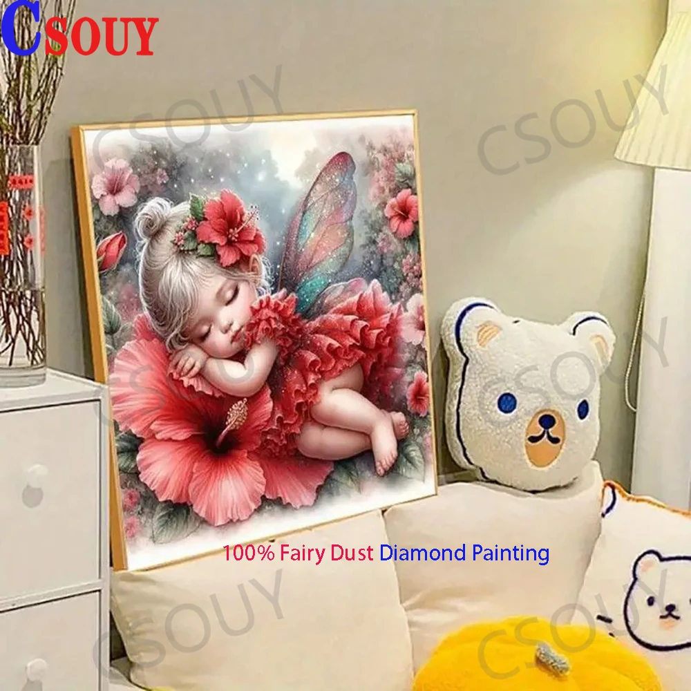 100% Fairy Dust Diy Diamond Painting Cross Stitch Beauty Butterfly Square Drill Full Crystal Embroidery Mosaic Decor Needlewor