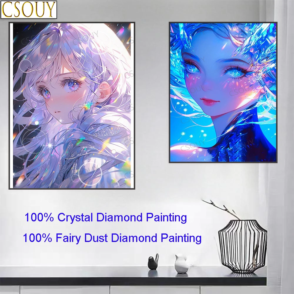 100% Fairy Dust Diy Diamond Painting Cross Stitch Cartoon Beauty 5D Crystal Square Drill Full Embroidery Mosaic Decor Needlework