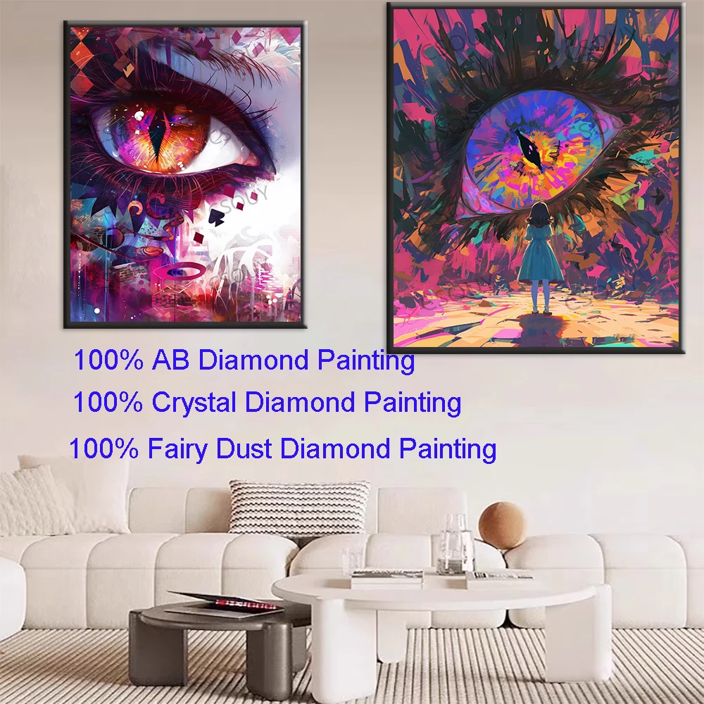Bright Beautiful Eyes 100% Fairy Dust Square Diy Diamond Painting Cross Stitch Embroidery Mosaic Home Decor Needlework Crystal