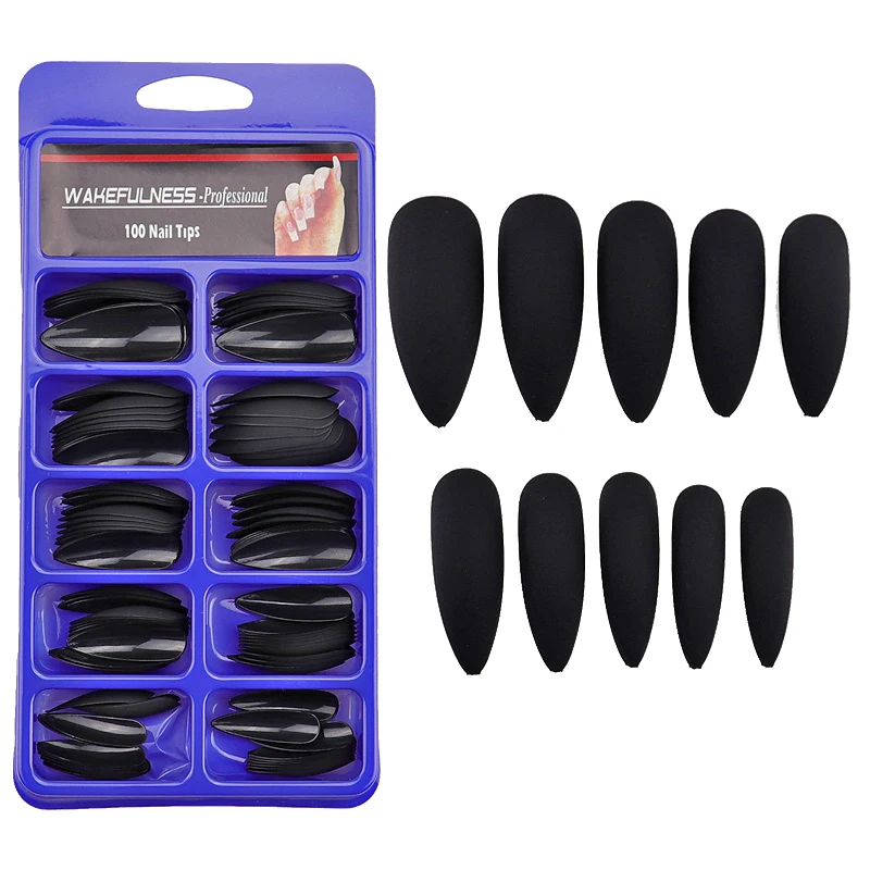Long Matte Nails Beauty Nails Cute Stiletto Nails Long Pointy 100pcs/Box  Matte Black Stiletto Nails - Full Set  Edgy Black N