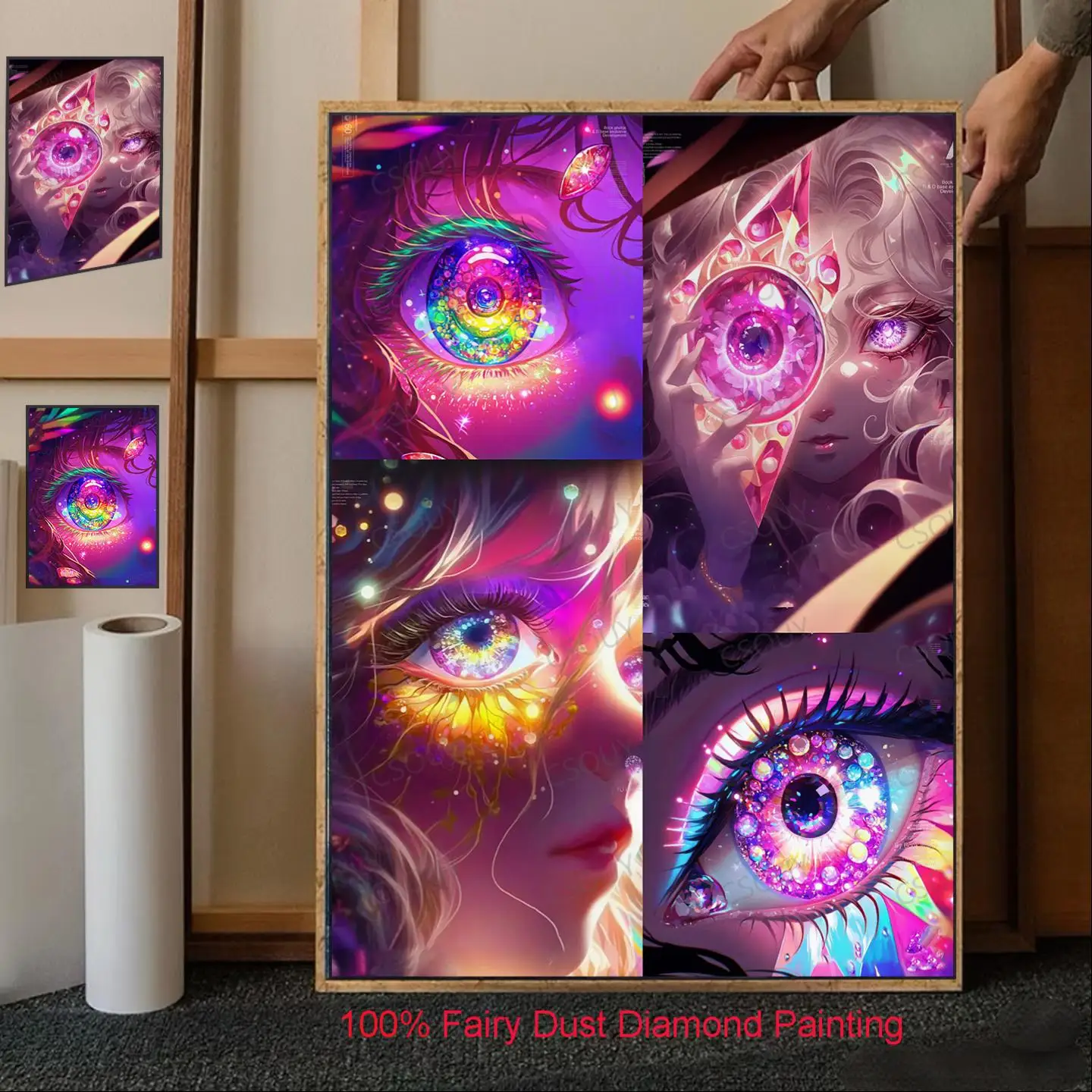 100% Fairy Dust Diy Diamond Painting Cross Stitch Beautiful Purple Eyes Embroidery Square Mosaic Home Decor Needlework Crystal