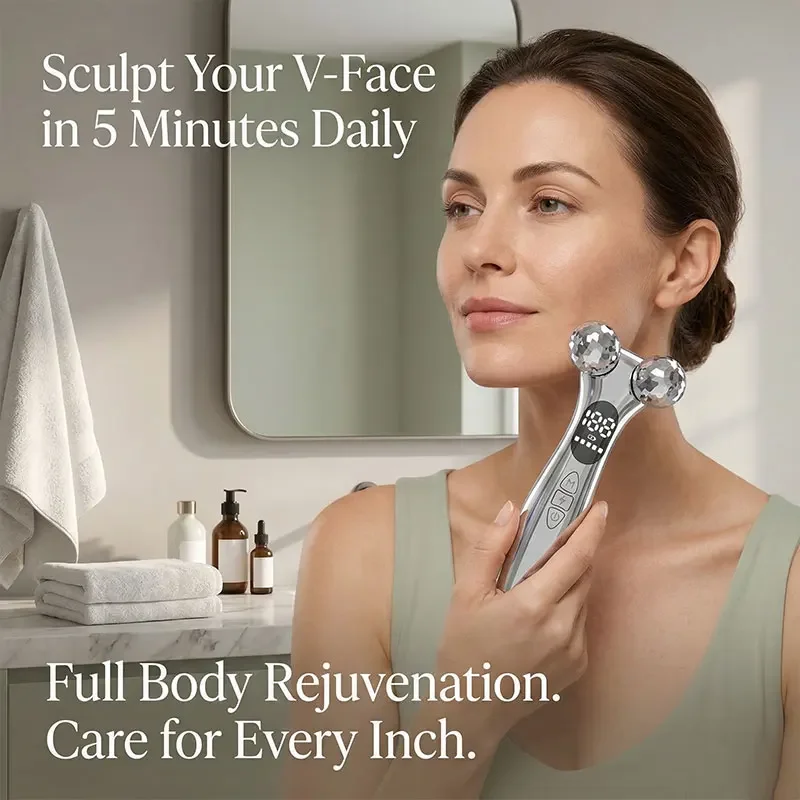 4D Pulse Roller Face Lifting Device Microcurrent Facial Tightening Beauty Instrument Vibration Massager for Face Skin Care