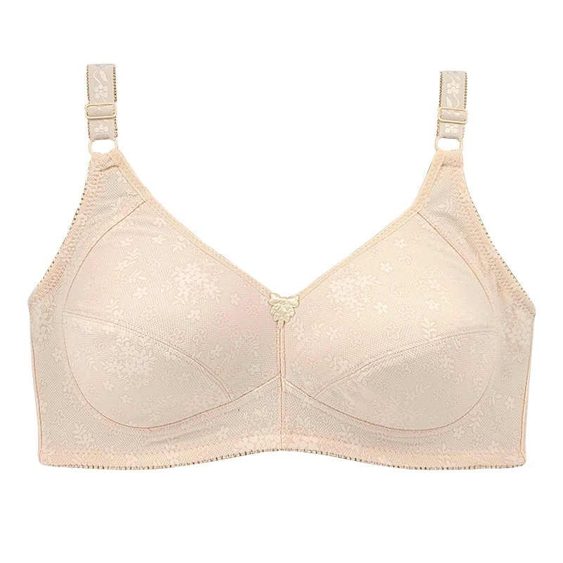 Embossed Bras for Women Supportive Wireless Push Up Bra Full Coverage No Underwire Bralettes Plus Size for Older Women