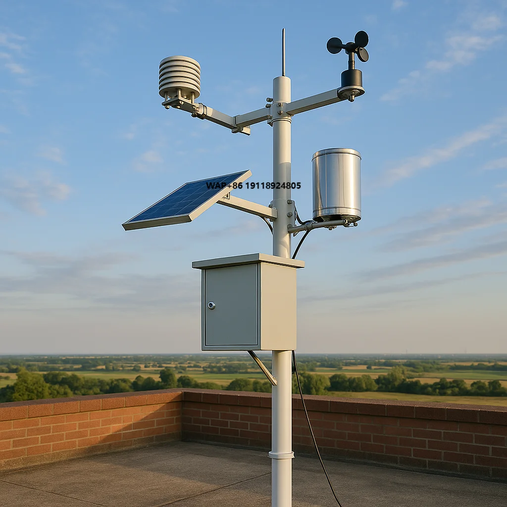 Smart Agriculture Rain Gauge Wind Direction Speed Temp Humidity Solar Radiation Sensor Solar Powered IoT Remote Weather Station