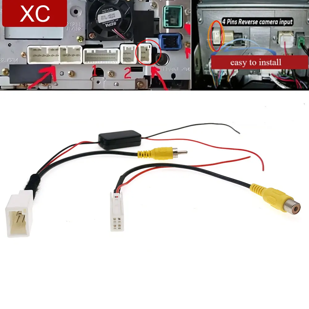 4 Pin Car Radio Reversing Camera Video RCA 12V To 5V 6V Adapter Cable For Toyota Eclipse AVN-133 UCNV- Fit Android Navigation