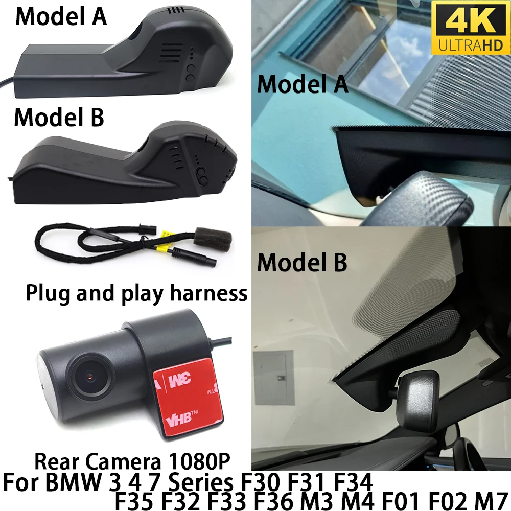 for BMW 3 4 7 Series F30 F31 F34 F35 F32 F33 F36 M3 M4 F01 F02 M7 DVR Dash Cam OEM Front Rear Camera Video Recorder Wifi 2160P