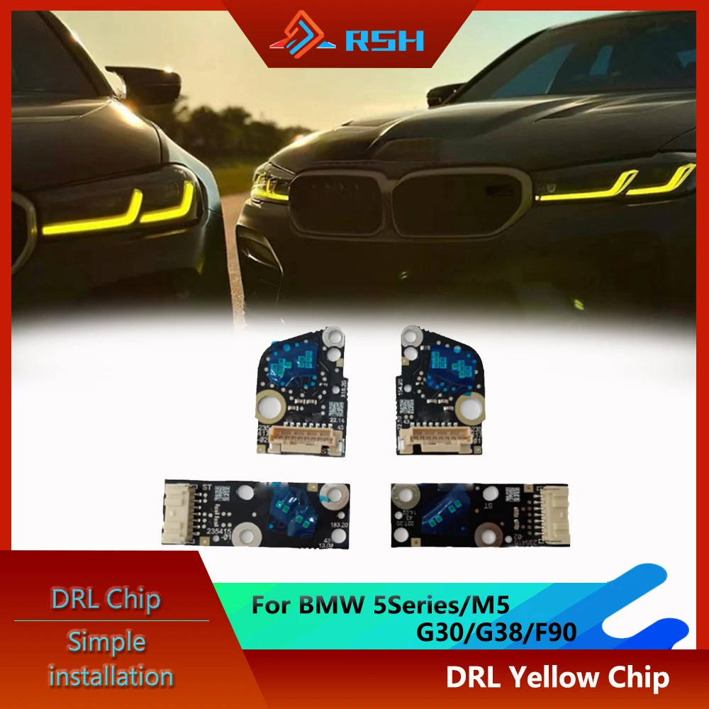 Lemon Yellow Chip For BMW 5 Series M5 G30 G38 F90 2021-2023 DRL Chip Yellow LED Board Car CSL Style Headlight Module