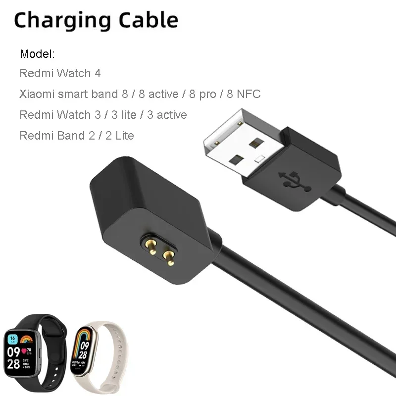 Magnetic USB Charging Cable For Xiaomi Redmi Watch 6 5 4/Band 2/Watch 3 Lite/youth Power Charge For Mi Band 10 9 8 Pro Active