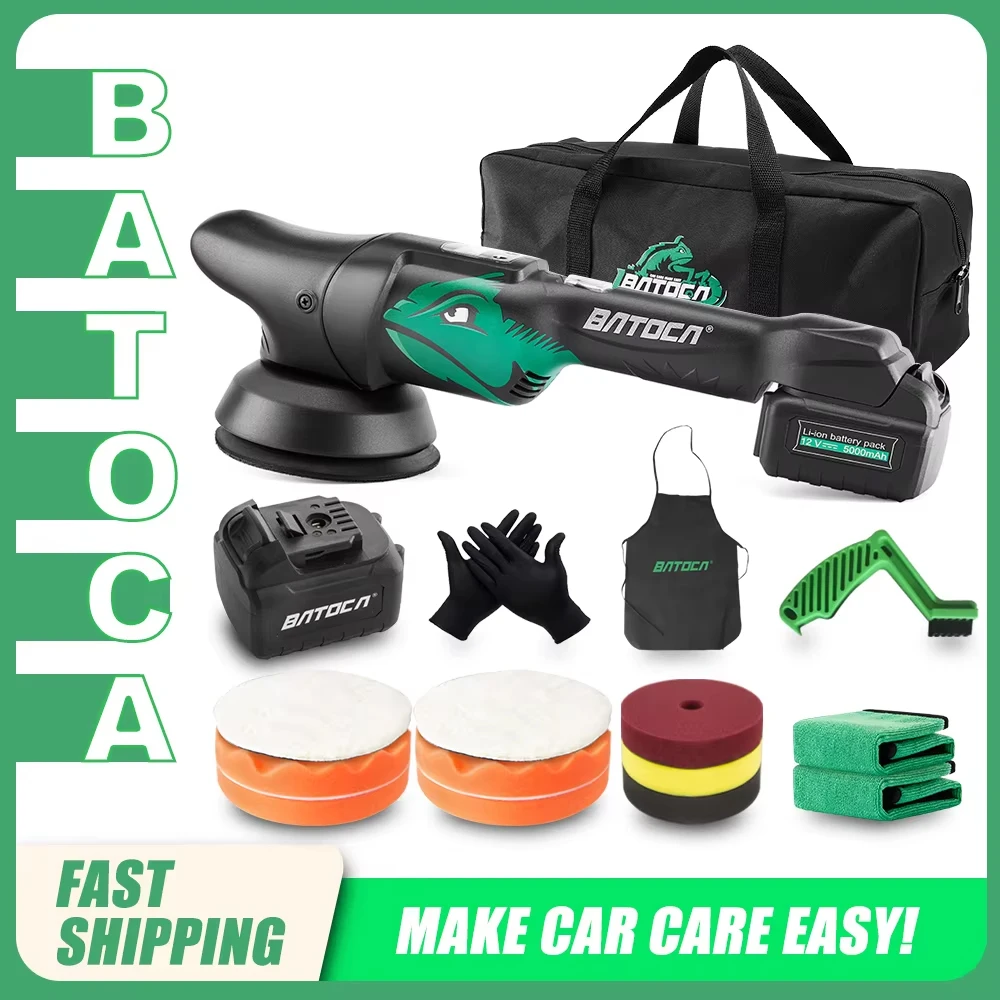 BATOCA S2 4.0Ah 5Inch Cordless Car Polisher 8mm Orbital Wireless Polisher Dual Action Polishing Machine With Battery For Car