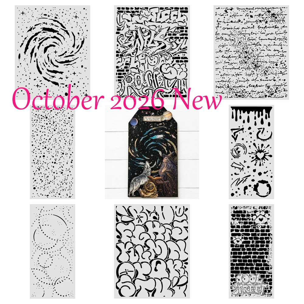 October 2026 New Pop Art Pattern Graffiti Handwriting Orbits Stencils for DIY Scrapbooking Greeting Cards Handmade Decoration