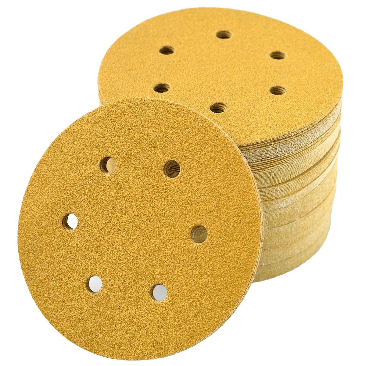 100pcs 6-Inch 6-Hole Hook and Loop Sanding Discs 80-Grit Random Orbital Sandpaper for Automotive and Woodworking