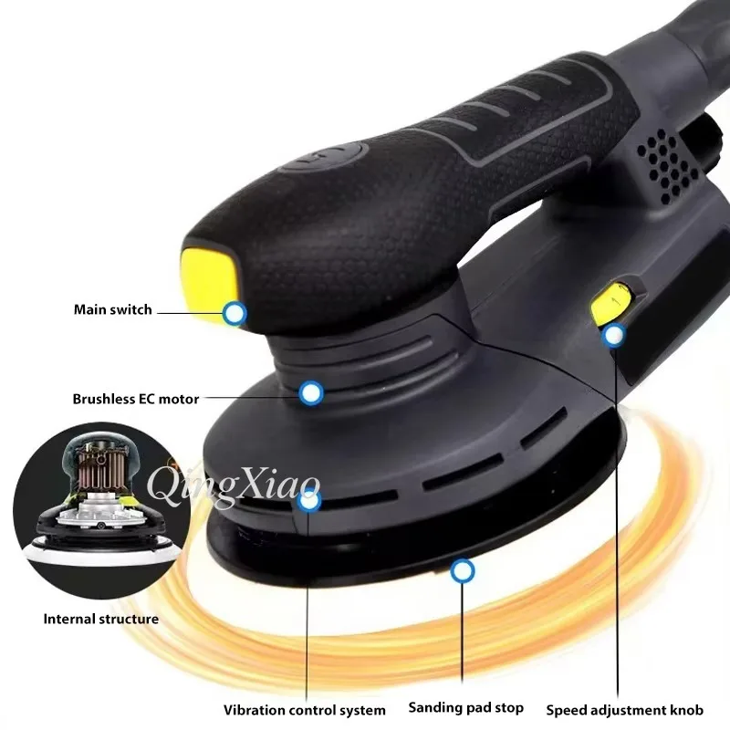 Random Orbital Sander 6 Inch Dust Free For Auto Body Paint Prep And Woodworking Sanding Tool Low Vibration Variable Speed