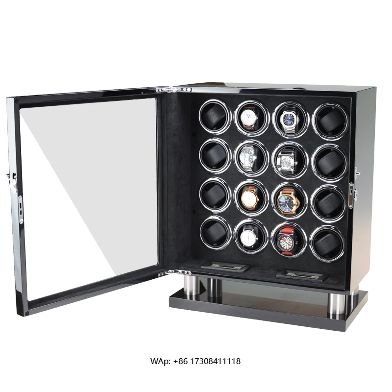 Luxury Automatic Watch Winder Safe Box Wood Watches Box Quiet Motor Adjustable Modes Watch Storage Winding Case