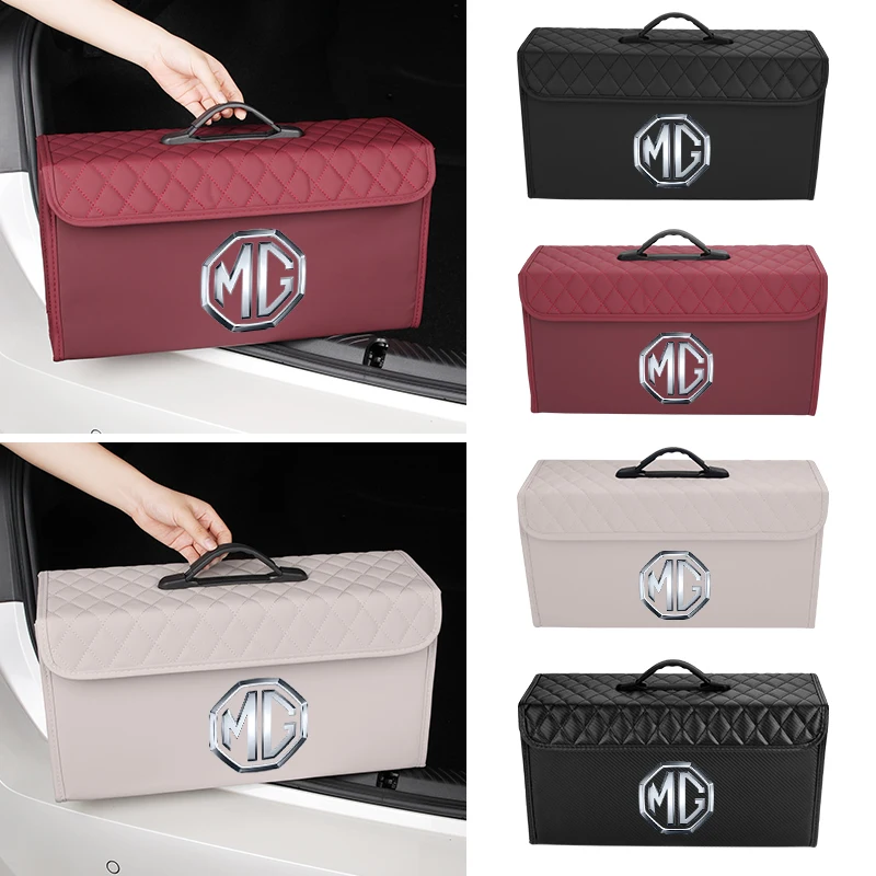 Car Trunk Storage Box Leather Tools Organizer Case Interior For Morris Garages MG 6 3 5 7 TF ZR ZS HS GS GT Hector RX5 RX8