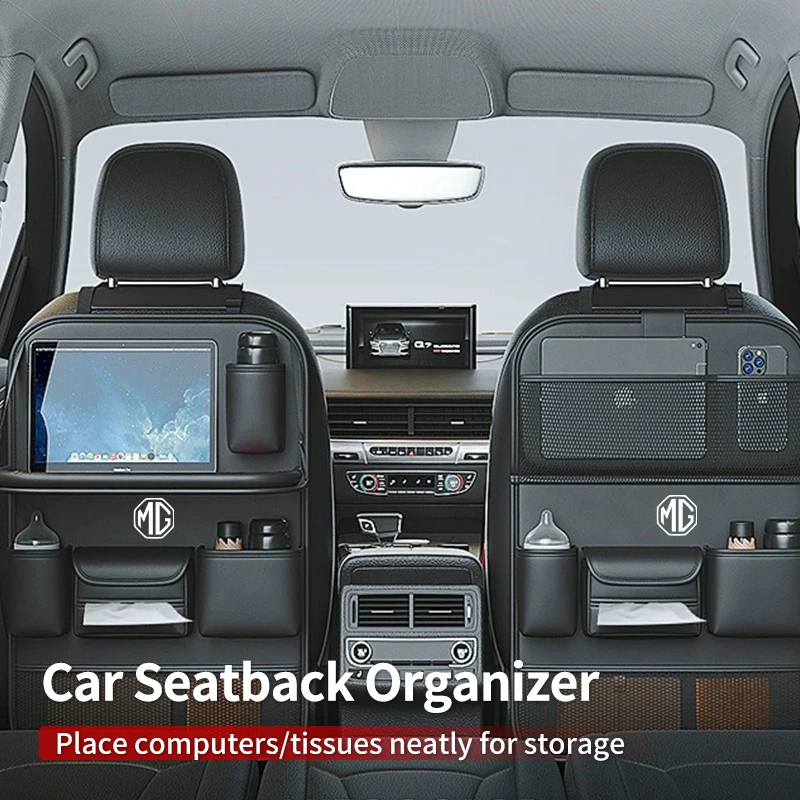 Car SeatBack Storage Bag Tissue Box Tools Organiser Anti-Kick Pad For Morris Garages MG 3 5 6 7 HS ZS GS Hector TF GT ZR RX5 RX8