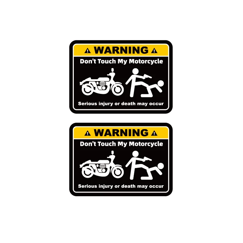 8x5.6cm Don't Touch My Motorcycle Waterproof Reflective Warning Slogan Stickers Decals 2 Pcs