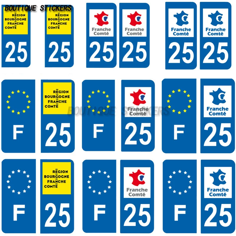 2Pcs License Plate Department 25 Stickers Car Edition Black/Blue F+25 License Plate Stickers Waterproof PVC Stickers