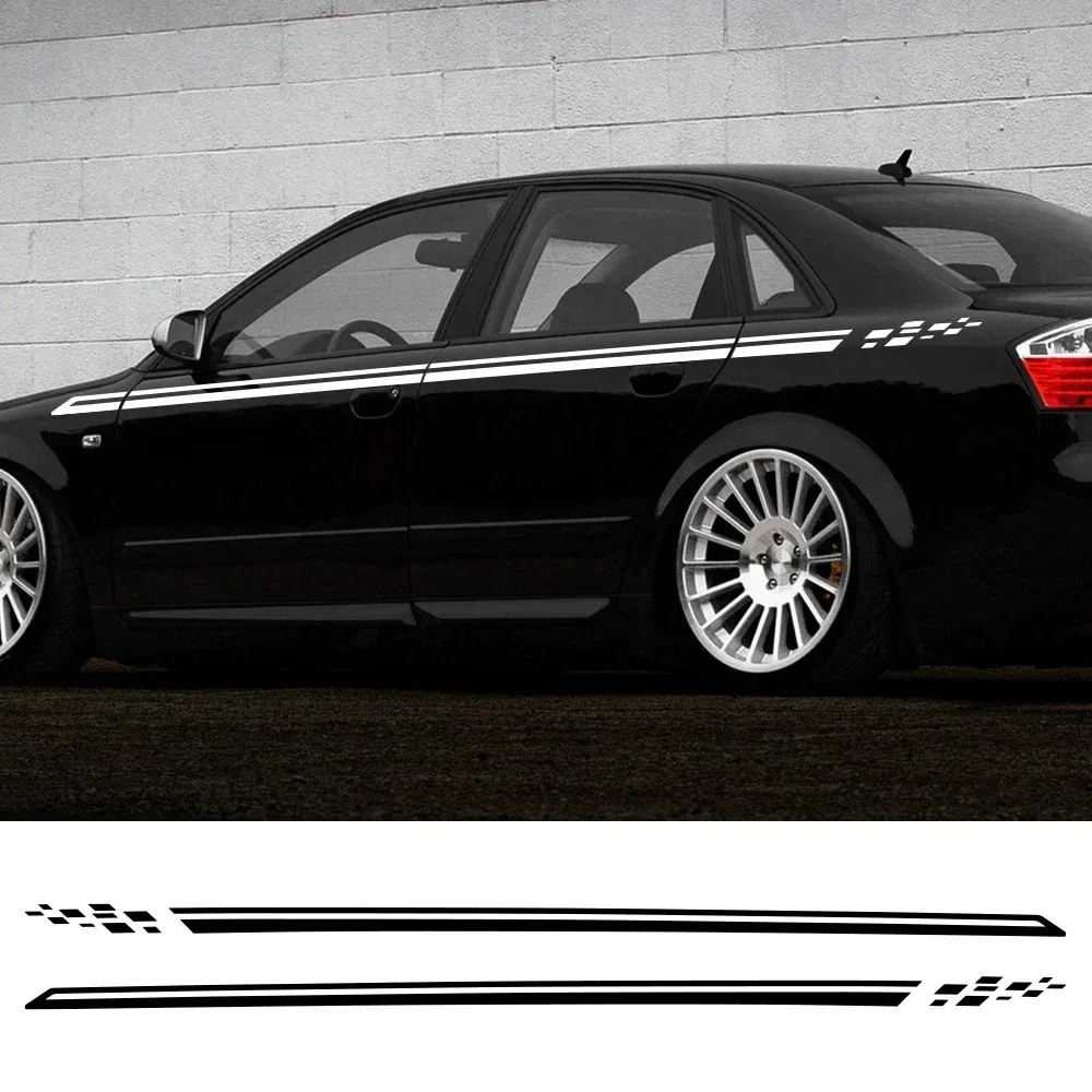 2PCS Car Door Sticker Side Body Strip Trims Vinyl Film Decals Decor Auto Accessories For Audi A4 B8 B9 B7 8W 8K 8E B6 8H A4L B5