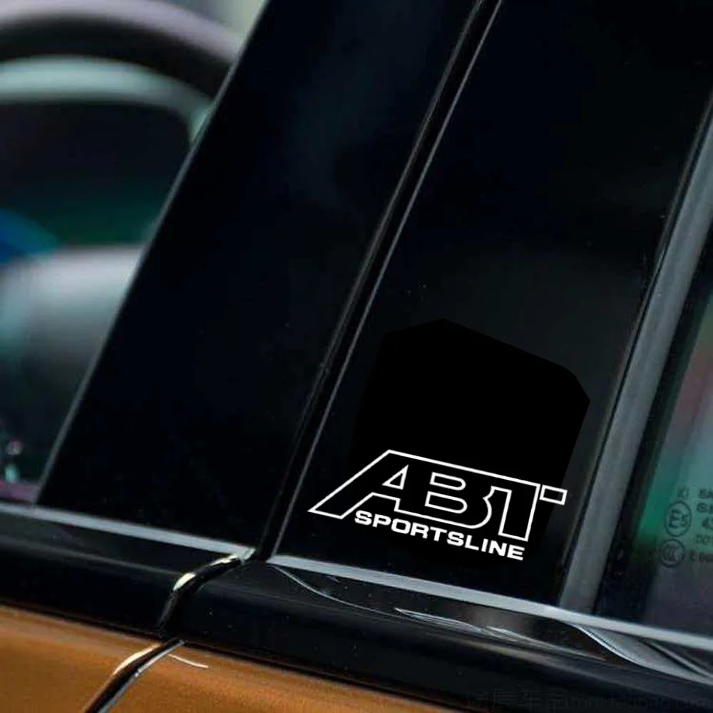 2pcs Reflective ABT Car center pillar sticker and rearview mirror sticker For Volkswagen Audi Quattro A3 A4 A5 A6 A7 A8 Q5 etc